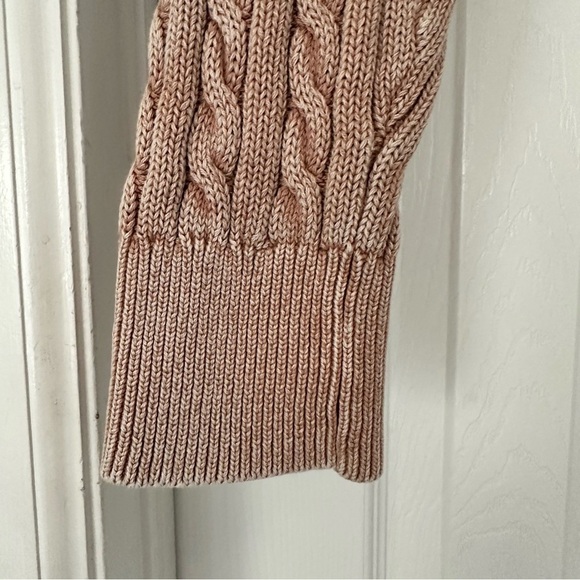 Aerie Mini Cable Cropped Crew Neck Sweater Beach Dune Size Large - Picture 7 of 11